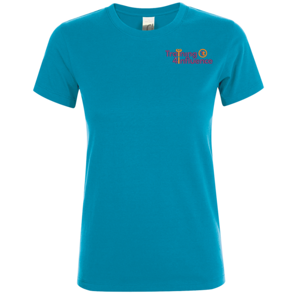 Taye Training Ladies Aqua T-Shirt Coloured Logo