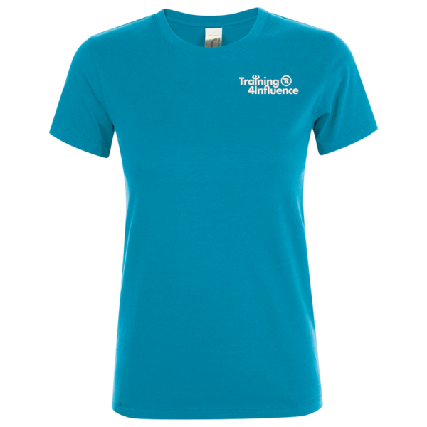 Taye Training Ladies Aqua T-Shirt White Logo