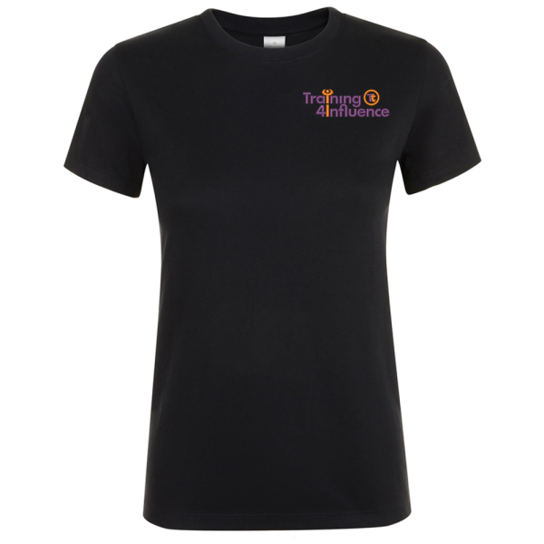 Taye Training Ladies Black T-Shirt Coloured Logo