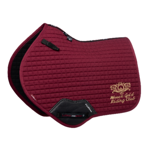 Wessex Gold Riding Club Close Contact Saddle Pad Burgundy