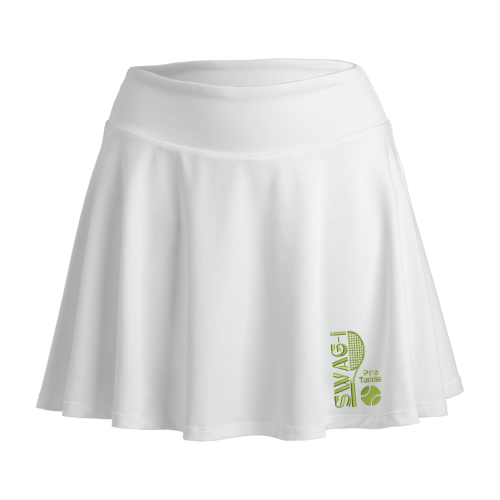 White skort with the Swag-i logo